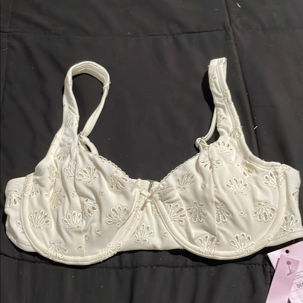 Wild Fable White Embroidered Bikini Top